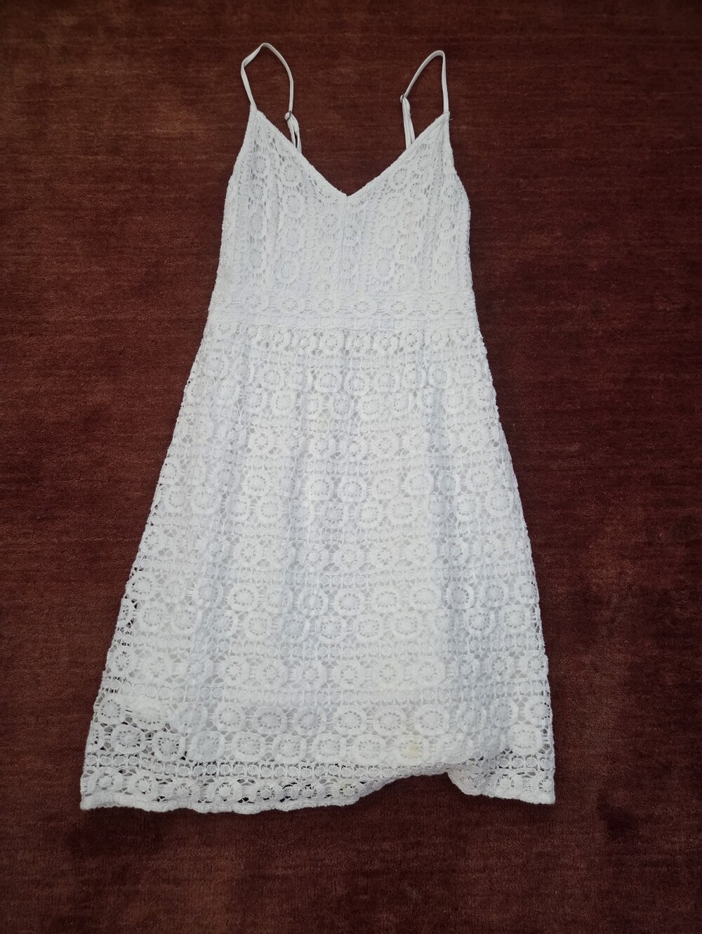 Abercrombie & Fitch White Lace Midi Dress with Spaghetti Straps